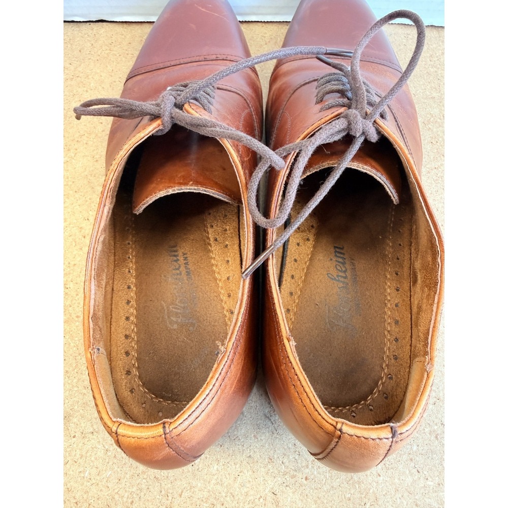 Mens Sz 9D Florsheim Brown Leather Cap Toe Oxford Lace Up‎ Dress Shoes - Picture 6 of 9